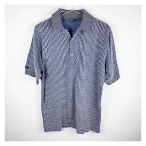 Silk 4 Golf‎ Saxony Blue Patterned Silk Sport Polo Sz M